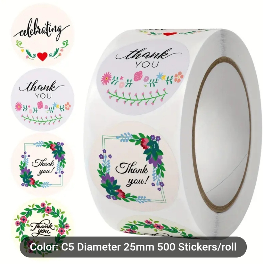 500Pcs Thank You Sticker Flower Packaging  stickers NEW​​​
